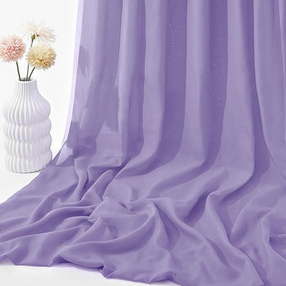 VACVELT Wedding Arch Draping Fabric, Lilac Chiffon, 1 Panel Sheer Drapes, 30 Inch x 20ft Chiffon Backdrop Curtain, Outdoor Sheer Drapery for Ceremony Party Ceiling