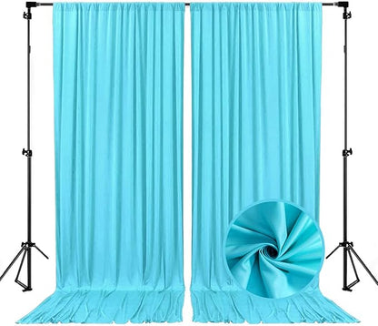 10 x 7 Feet Sky Blue Backdrop Curtain for Partie, Background Curtains for Photoshoot, Birthday, Wedding, Halloween, Thanksgiving, Christmas, New Year Party Decorations 5Ft x 7Ft, 2 Panels