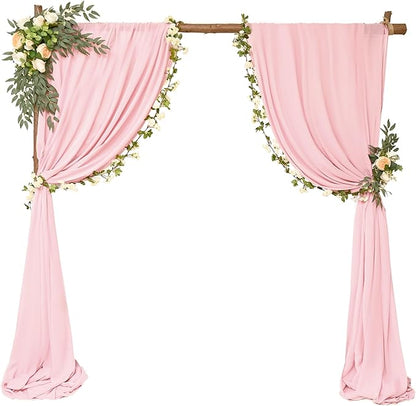 8 Panels Wedding Arch Draping Fabric 28" x 20 Ft Wedding Arch Drapes Chiffon Fabric Drape Sheer Backdrop Curtain for Weddings Party Swag Ceremony Birthday Arbor Drapery Reception Ceiling Décor(Pink)