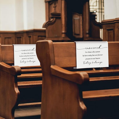 In Loving Memory Wedding Sign, Reserved Memorial Signs Pew Cloths Seating Placeholder for Chairs, Wedding Decorations for Reception Celebrations Event (2 Pcs, today & always)