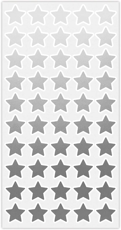 50 Wedding Meal Stickers - Food Identifier & Menu Choice Place Cards for Party Seating - Meal Option Indicator (Silver, Star)
