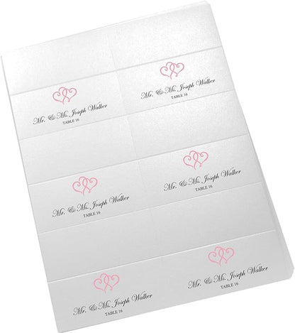 Linked Hearts Printable Place Cards, Pink (Choose Color), Set of 60 (10 Sheets), Laser & Inkjet Printers - Wedding, Party, Dinner, and Special Events - Made in the USA