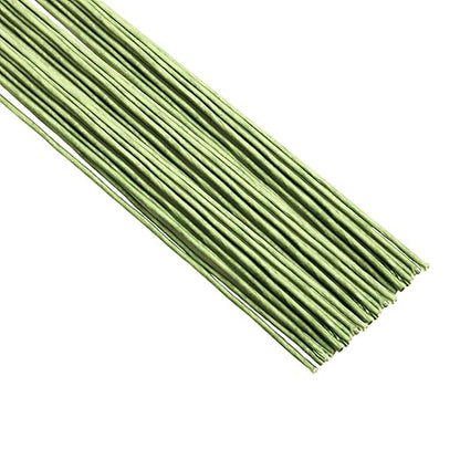 50/Package Floral Stems Wire for Paper Flower 16 Gauge Green Floral Paper Wrapped Wire 16 inch Artificial Crafts Wire Wreath Making Supplies for Wedding DIY