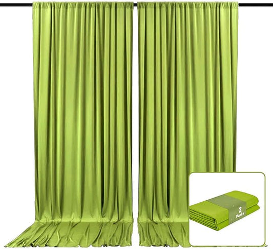 2 Panels Olive Green Backdrop Curtain, 10 x 7 Feet Background Curtains for Parties, Weddings, Baby Showers, Bachelorette Halloween, Christmas Birthday Party Photoshoot Backdrop Curtains Decorations