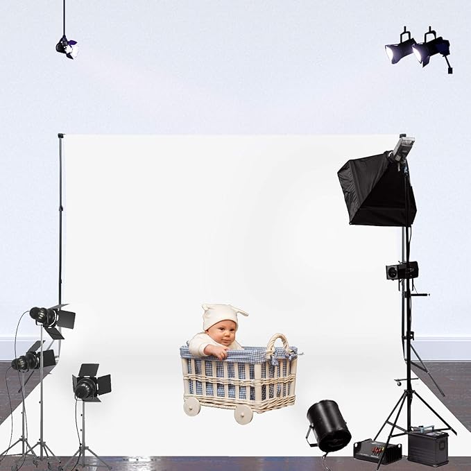 ISSUNTEX 6X9 ft Background Muslin Backdrop, Photo Studio, Collapsible High Density Screen for Video Photography and Television-Black/White