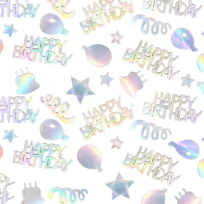 Happy Birthday Confetti for Table Iridescent Balloon Star Shaped Table Scatter Suitable for Disco Themed Birthday/Anniversary Party Decorations