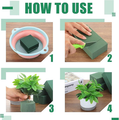 Marsui 30Pcs Floral Foam Blocks Dry and Wet Florist Foam Brick Flower Arrangements Supplies for Fresh and Artificial Flowers Craft Plant Filler Decoration, Green(3.2 x 5.5 x 1.8 Inch)
