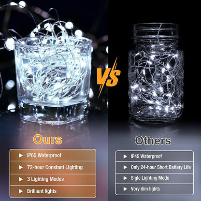20 Pack Fairy Lights Battery Operated - 7ft 20 Led Twinkle Lights 3 Modes, Bulk Mini String Lights Waterproof for Mason Jars Vases DIY Party Wedding Decoration Christmas -Cold White