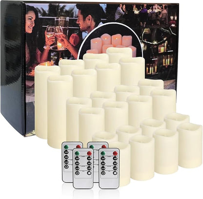 24-Pack LED Flameless Candles with Remote Control - Perfect for Home, Parties, and Special Occasions - Create a Magical Ambiance Effortlessly(Three Sizes)