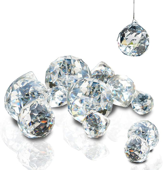 20mm/30mm/40mm Clear Crystal Balls Prism Sun Catcher for DIY Home Garden Wedding Party Decor, Pack of 13