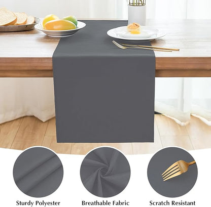 2 Pack Grey Small Short Table Runner 12 x 24 Inch Solid Color Runners Coffee Table Dresser for Daily Party Home Decoration