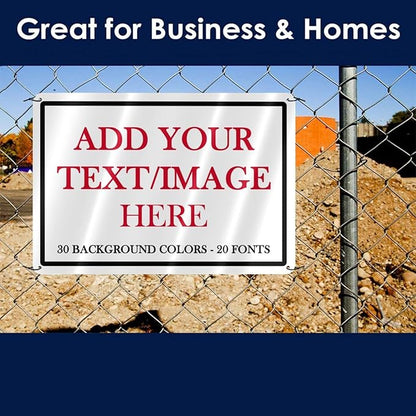 Custom Signs Outdoor Metal Sign - 12 x 8 Personalized Aluminum Rust-Proof Entrance Signs, Garden Hazard Intersection Parking Decorative (Black Text Box)
