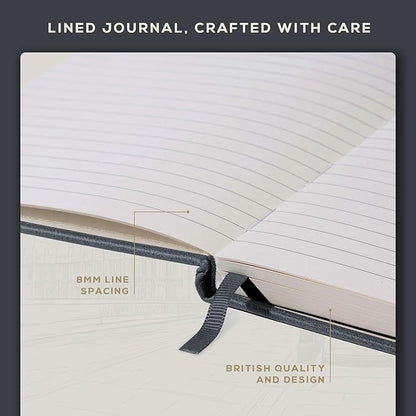 BEECHMORE BOOKS Lined Journal Notebook, 8.5 x 11.5 inch, A4 160 Lined Pages, Hardcover Leather Journals for Women, Men, Writing and Notebooks for Work - 120 GSM Thick Paper, Gifts Box Included