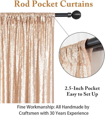 ShinyBeauty Sequence Backdrop Champagne 8FTx10FT Sequin Photo Backdrop Sequin-Backdrop-Curtain Elegant Backdrops 8x10-0827E