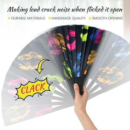 SYNTECSO Hand Fans for Women Foldable, Boots on The Ground Fan, Rave Fan for Drag Queen, Women and Men，Fans for Line Dancing, Parties, Music Festivals, EDM and Decoration