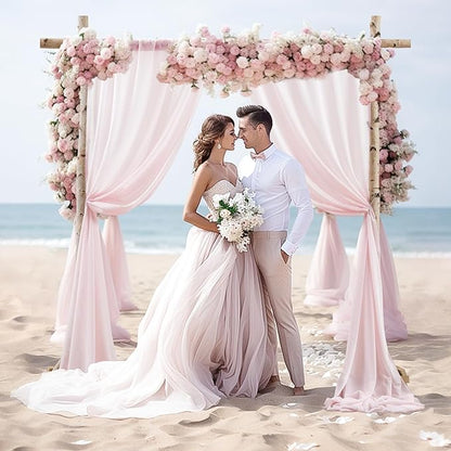 Wedding Arch Draping Fabric, 2 Panels 28" x 19Ft Blush Arch Drapes Sheer Backdrop Curtain for Wedding Ceremony Party Ceiling Decor