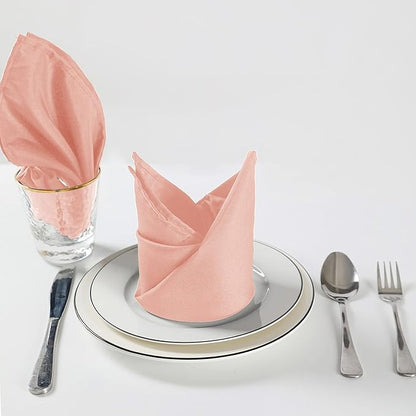 Cloth Napkins 20x20 inch Washable Polyester Dinner Napkins Soft Table Napkins for Wedding Party Dining Banquet(Dusty Pink,12PCS)
