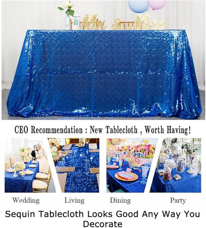 ShinyBeauty Royal Blue Table Cloths for Party 2 Packs, 72X72 Inch Sequin Table Cloth Square Shimmer Tablecloth Overlay Blue Tablecloths Rectangular for Wedding, Birthday Tables