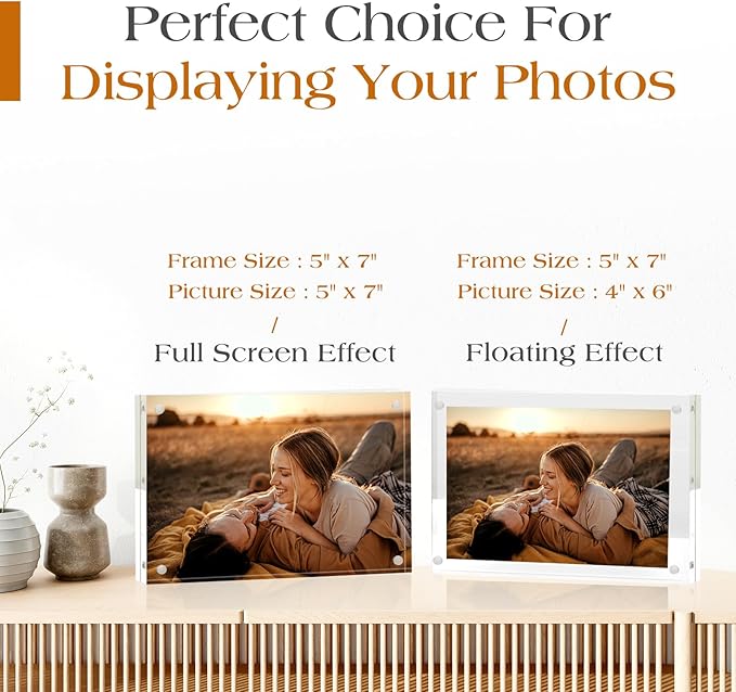 TWING 20 PACK 5 x 7 Inch Acrylic Picture Frame, 7 x 5 Acrylic Photo Frame Horizontal Magnet Double Sided Magnetic Frames Set,12+12 MM Thickness Clear Picture Frame Desktop Display