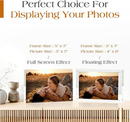 TWING 20 PACK 5 x 7 Inch Acrylic Picture Frame, 7 x 5 Acrylic Photo Frame Horizontal Magnet Double Sided Magnetic Frames Set,12+12 MM Thickness Clear Picture Frame Desktop Display