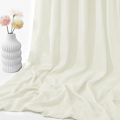 VACVELT Wedding Arch Draping Fabric, Ivory Chiffon, 1 Panel Sheer Drapes, 30 Inch x 20ft Chiffon Backdrop Curtain, Outdoor Sheer Drapery for Ceremony Party Ceiling