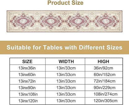 Boho Bohemia Table Runner, Vintage Blue Gold Retro Flower Rustic Country Floral Printed Pattern for Home Kitchen Table Decor Dining Coffee Room Garden Party Wedding Decor 13x90in