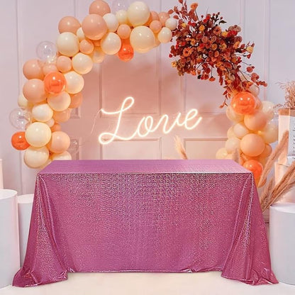Fitable Sequin Tablecloth for Parties 60x120 Inch - Sparkle Glitter Table Cloth Laser Rectangle Overlay for Wedding Baby Shower Ceremony Birthday Holiday Banquet Decor, Fuchsia