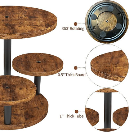 Cupcake Stand, Rotatable Cupcake Stand for 50 Cupcakes, Wood Cake Stand Cupcake Tower, Rustic Dessert Table Display Set Tiered Tray Stand, Round Serving Tray Cake Stands for Party Wedding Birthday