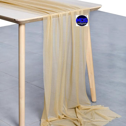 MDS Halloween Chiffon Table Runner - 25 Pack, 29 x 170 Inches, 14ft Each - Sheer Spooky Table Runners for Haunted House Parties, Trick-or-Treat Tables, Witchy Décor, Wedding & Events - Champagne Gold