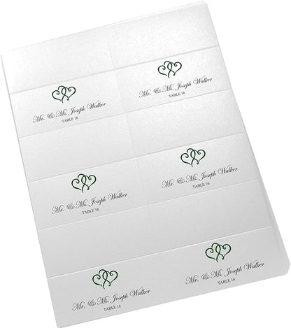 Linked Hearts Printable Place Cards, Hunter Green (Choose Color), Set of 150 (25 Sheets), Laser & Inkjet Printers - Wedding, Party, Dinner, and Special Events - Made in the USA