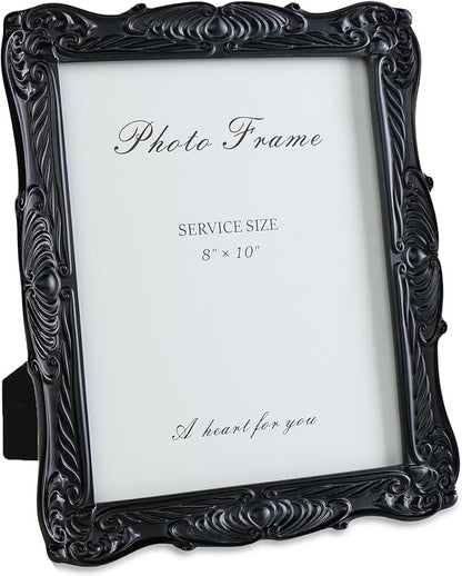 Cuspin Black 8x10 Picture Frame, Vintage Ornate Decorative Hand-Carved Resin Photo Frame with Detailed Design for Tabletop Display or Wall Hanging, Black Home Decor