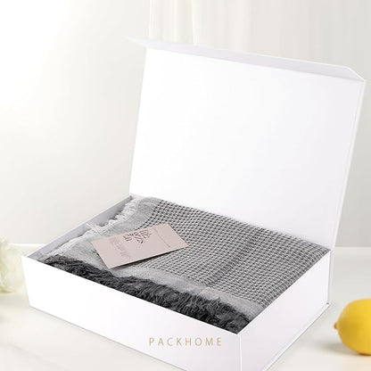 PACKHOME 6 Extra Large Gift Boxes 17.5x11.3x4.3 Inches, Sturdy Shirt Boxes with Magnetic Lids for Clothes and Large Gifts (Glossy White)