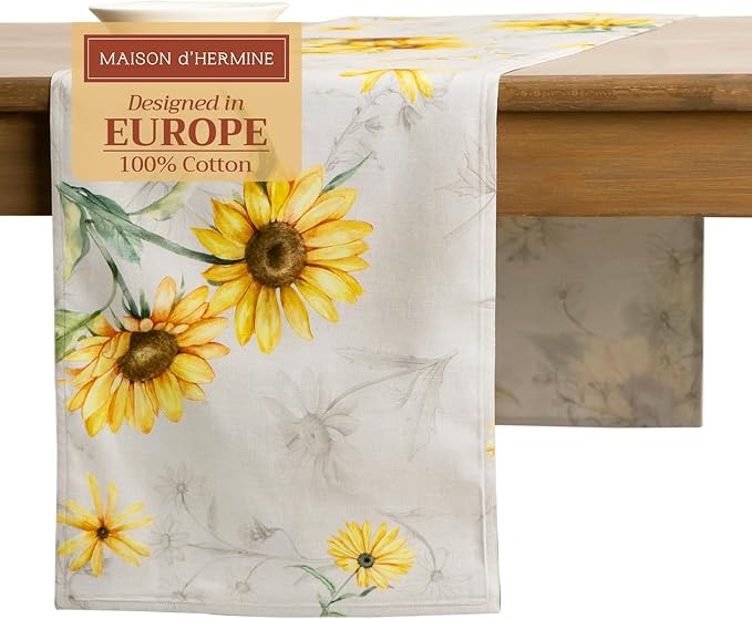 Maison d' Hermine Table Runner 100% Cotton Double Layer Table Runners 108 inches Long Decorative for Home Kitchen Dining Party Baby Shower Wedding Bridal Shower Spring Summer (Candice, 14.50" x 108")
