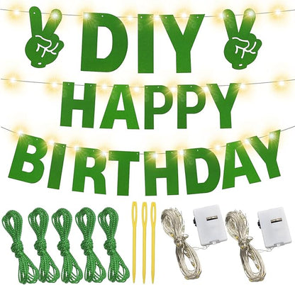 167Pcs DIY Glitter Customizable Banner Kit Custom Banner DIY Happy Birthday Letter Banners Personalized Banners Decor for Christmas St.Patrick's Day Birthday Party Decorations Supplies(Glitter Green)