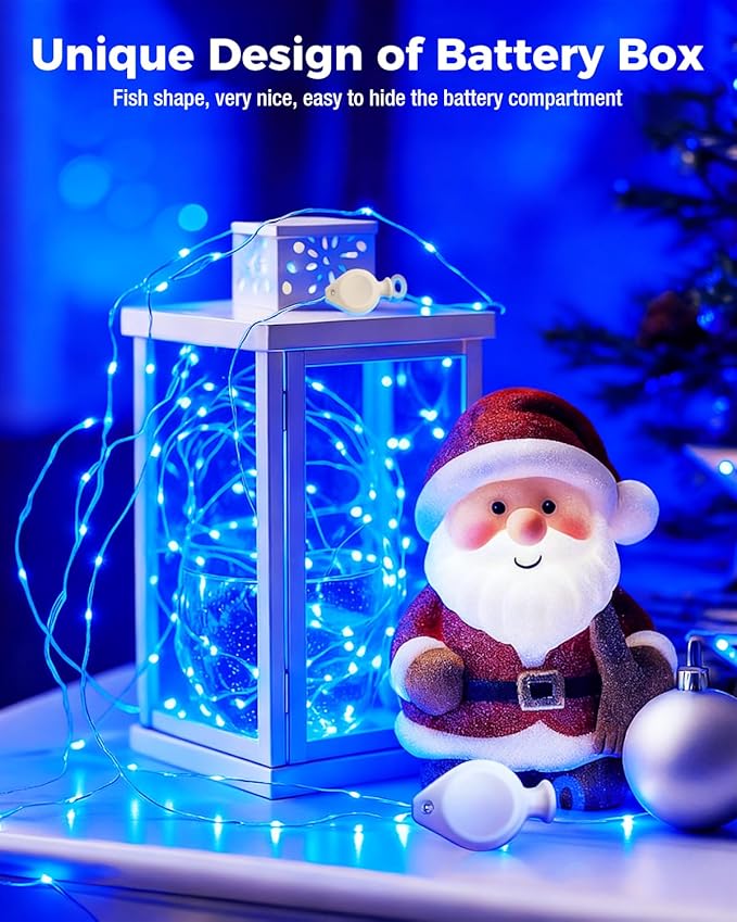 btfarm 6 Pack Fairy Lights Battery Operated, 7FT 20 LED Mini String Lights Waterproof Silver Wire for Mason Jars Centerpiece Table Crafts Bedroom Christmas Decoration, Blue