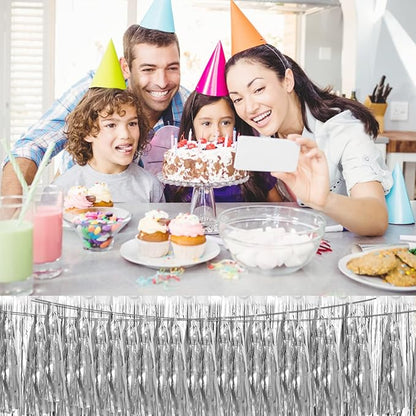 6P Silver Foil Fringe Metallic Tassel Streamers Banner Tassel Garland for Parade Floats, Bachelorette, Wedding, Birthday, Graduation, Christmas, Bridal/Baby Shower Party Decorations