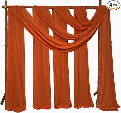 4 Panels Wedding Arch Draping Fabric 28" x20Ft Chiffon Wedding Arch Drapes Chiffon Fabric Drape Sheer Backdrop Curtain for Weddings Party Ceremony Birthday Reception Backdrop Ceiling Décor(Terracotta)