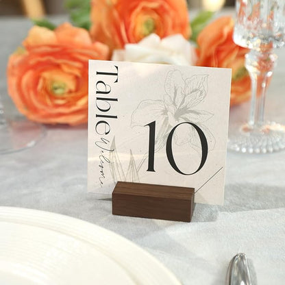 UNIQOOO 12 Pack 2" Rustic Walnut Wood Stands for Cardstock, Wedding Table Numbers Holders, Photo Holder, Photo Display Stand for Event Decor, Retail Shop, Cafe Restaurant Menu, Business Card, Name Tag
