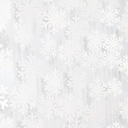 Snowflake-Snow White Christmas Party-Decoration Garland - 52ft Frozen Winter Wonderland Ornaments Hanging Paper Streamers,New Years Birthday Baby Shower Wedding Holiday Classroom Ceiling Decor Hugfond
