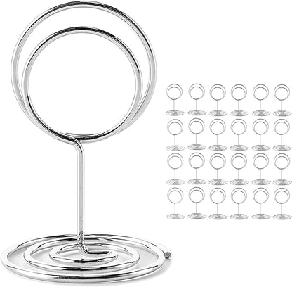26Pcs Place Card Holder, Table Number Holders, Wire Picture Holder, Small Size Table Card Holders, Photo Holder for Centerpieces, Wedding Reception, Party, Birthday (Silver)