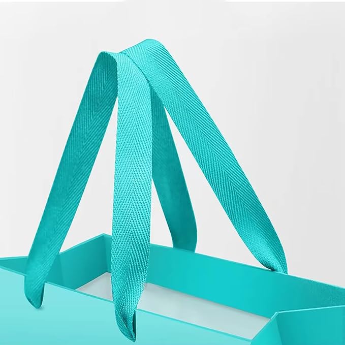 Teal Blue Paper Gift Bag 4 in Paper Box Small Square Bottom Kraft Paper Bags with Handles for Wedding Baby Shower Birthday Party (Teal Blue, 4 x 4 x 4 in, 10 CT)