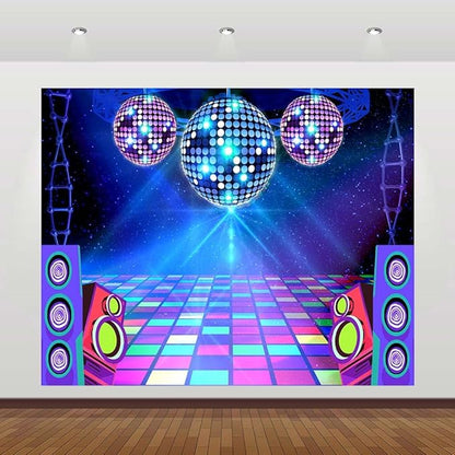 Dance Party Backdrop Retro 80s 90s Theme Stage Dance Ball Music Birthday Party Decoration DJ Photography Background 10 x 8 ft for Baby Shower Picture Photo Shoot Polyester Fabric