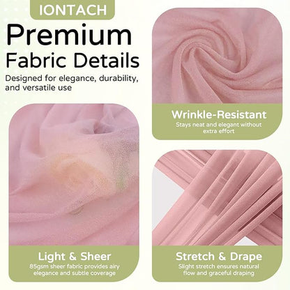 Wedding Arch Draping Fabric 29" x 19Ft Sheer Drapes for Backdrop Wedding Ceremony Reception Ceiling Decor Curtain Baby Bridal Shower Decoration (Dusty Rose, 1 Panel)