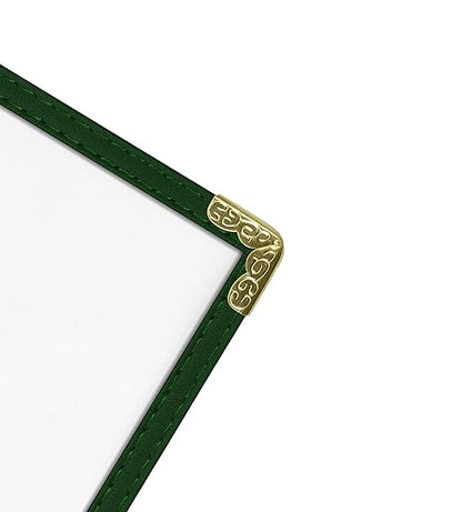 Goodsmart Restaurant Menu Covers – 25 Pack Green 4-Page/8-View 8.5" x 11", Side-Loading Vinyl Menu Holders with Clear Sleeves, Double-Stitched, Leather-Style Café Covers with Gold Corners