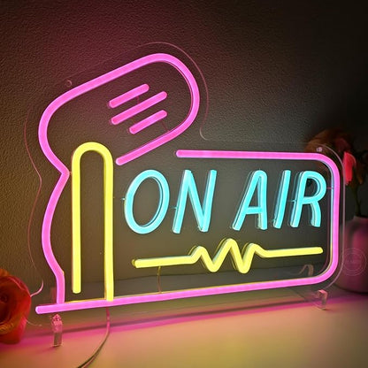 Planzo On Air Neon Sign for Live Studio Broadcasting Room Radio Station Bedroom Wall Decor LED Recording Neon Light Sign for Music Studio Boys Girls Game Room Man Cave Bar Club Office USB Powered 15.75’’