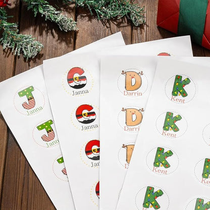 callie Personalized Santa Stickers with Initial Name, Custom Christmas Waterproof Cute Labels for Gift Box, Party Decorations, Envelopes, 30pcs