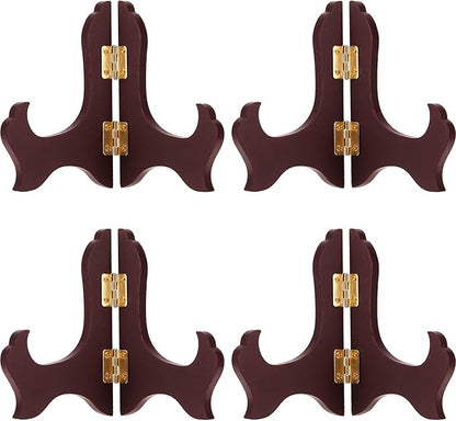 Tatuo 4 Packs Wooden Display Stand Decorative Plate Stands for Display Picture Frame Holder Easels