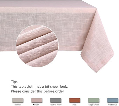 maxmill Lux Faux Linen Tablecloth with Slubby Yarn Textured Weaves Wrinkle Resistant Anti-Shrink Soft Table Cloth for Kitchen Dining Restaurant Tabletop Rectangle 60 x 120 Inch Blush