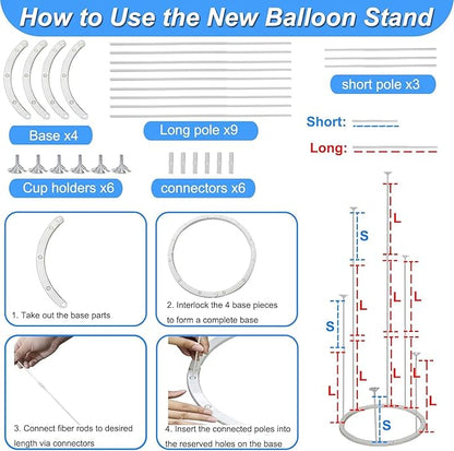 Balloon Arch Kit and Balloon Pump, 10FT Width 9FT Height Adjustable Balloon Arch Stand with NEW DESIGNED 2 Balloon Stands Water Fillable Bases for Wedding Anniversary Mother's Day Party