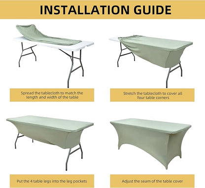 10-Pack 6ft Spandex Table Covers for Rectangle Standard Folding Tables - Wrinkle Resistant Stretch Tablecloths - Ultimate Fitted Table Protector for Parties, Banquet, Wedding